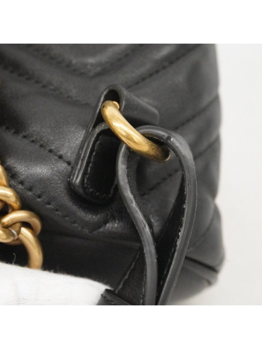 Gucci Backpack GG Marmont Leather Black Gold - Picture 7 of 10